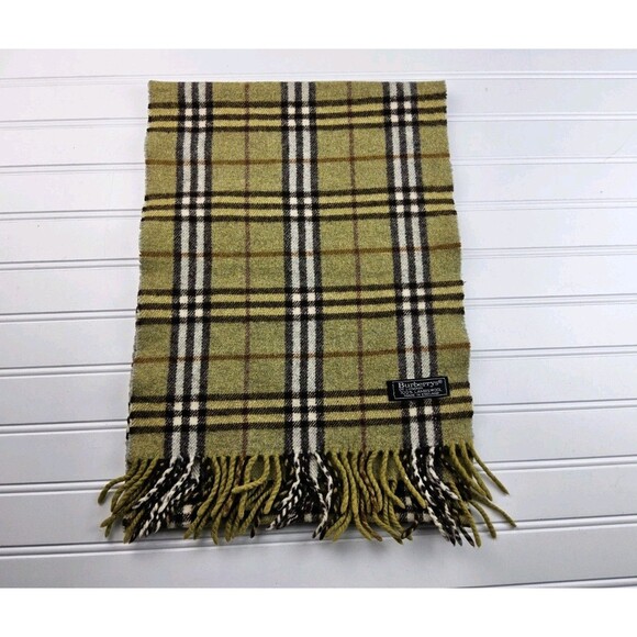 Burberry London Classic Nova Check 100% Lambswool Green Scarf Authentic - Picture 1 of 6